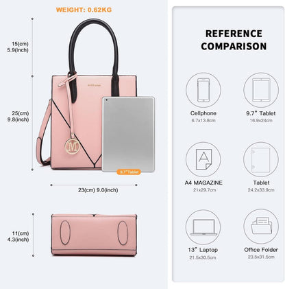 Miss Lulu Damen Handtasche Schultertasche Umhängetasche Shopper Elegante PU-Leder Tasche