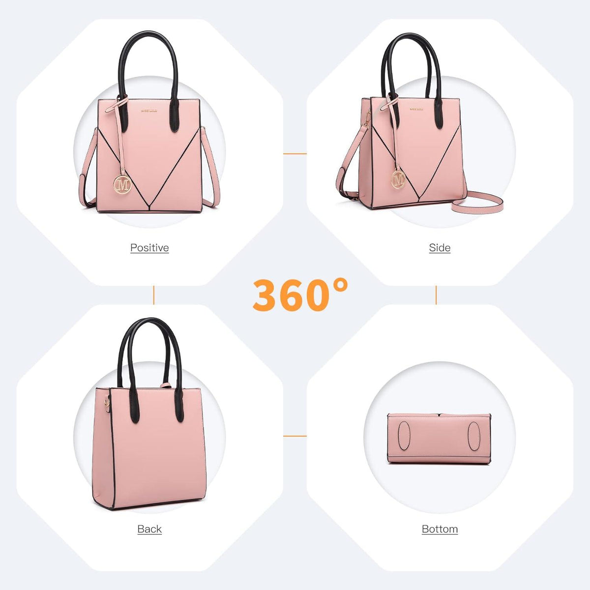 Miss Lulu Damen Handtasche Schultertasche Crossbody Umhängetasche Elegantes