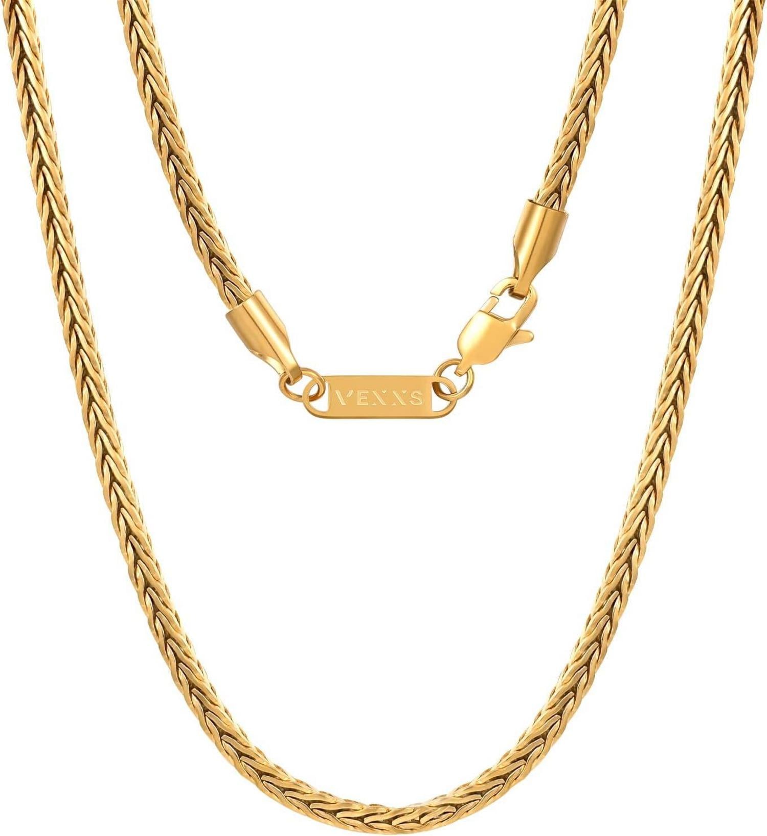 18K Gold beschichtete Edelstahl Foxtail Kette Halskette 3mm