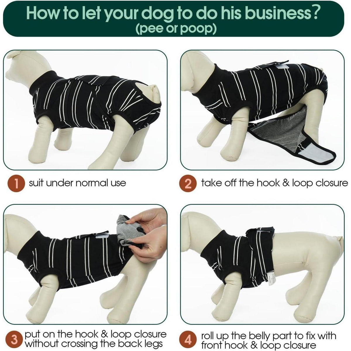 Hunde & Katzen OP-Anzug atmungsaktiv – Wundschutz & E-Halsband Alternative XL Schwarz
