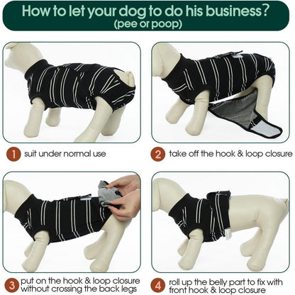 Hunde & Katzen OP-Anzug atmungsaktiv – Wundschutz & E-Halsband Alternative XL Schwarz