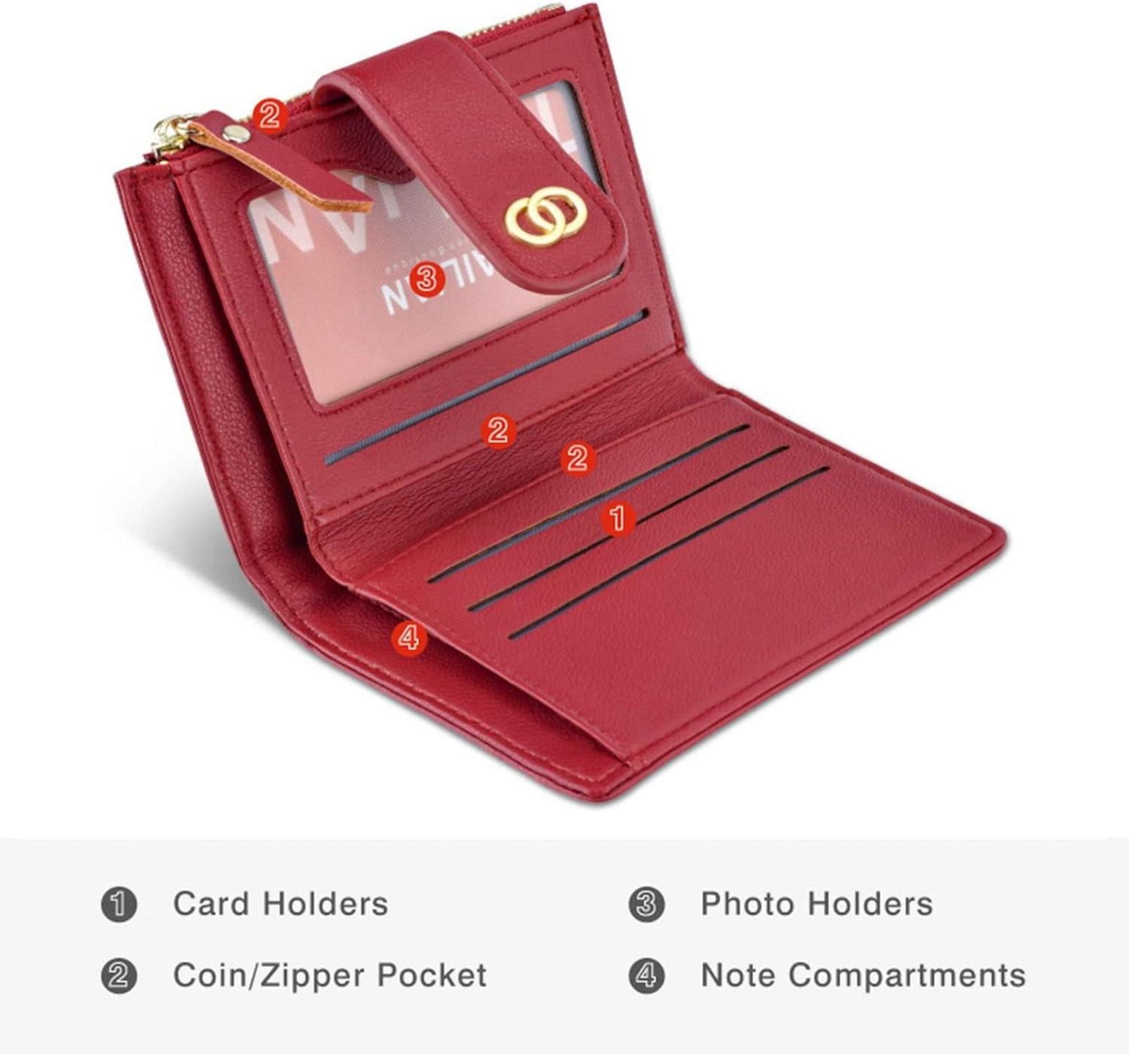 Damen Mini Geldbörse RFID Schutz Kleines Portemonnaie Leder Brown