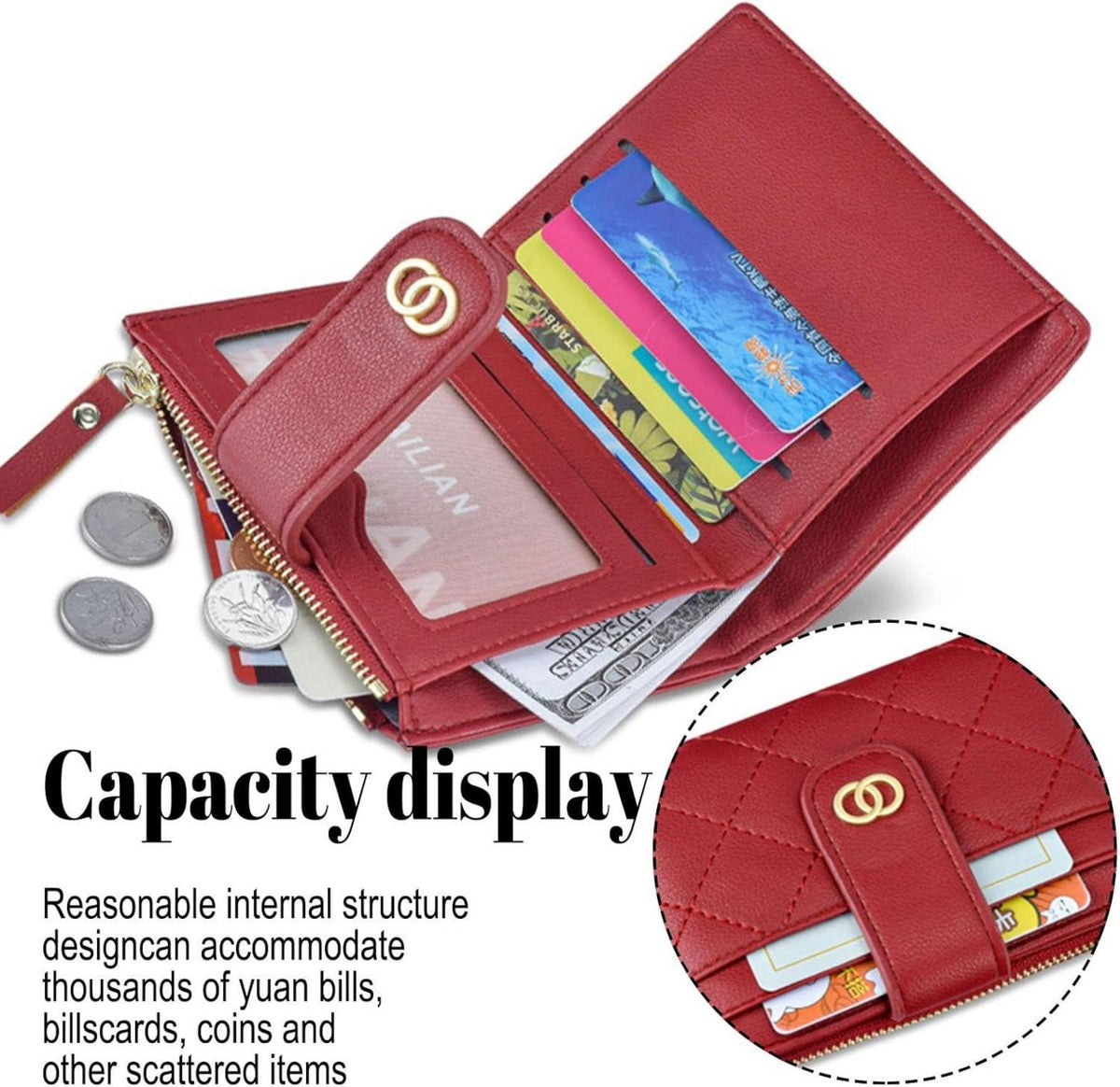 Mini Geldbörse Damen Klein RFID Schutz 8 Fächer Münztasche