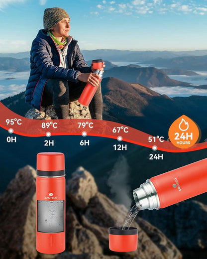 Thermoskanne Edelstahl 1l 500ml Auslaufsicher Isolierflasche