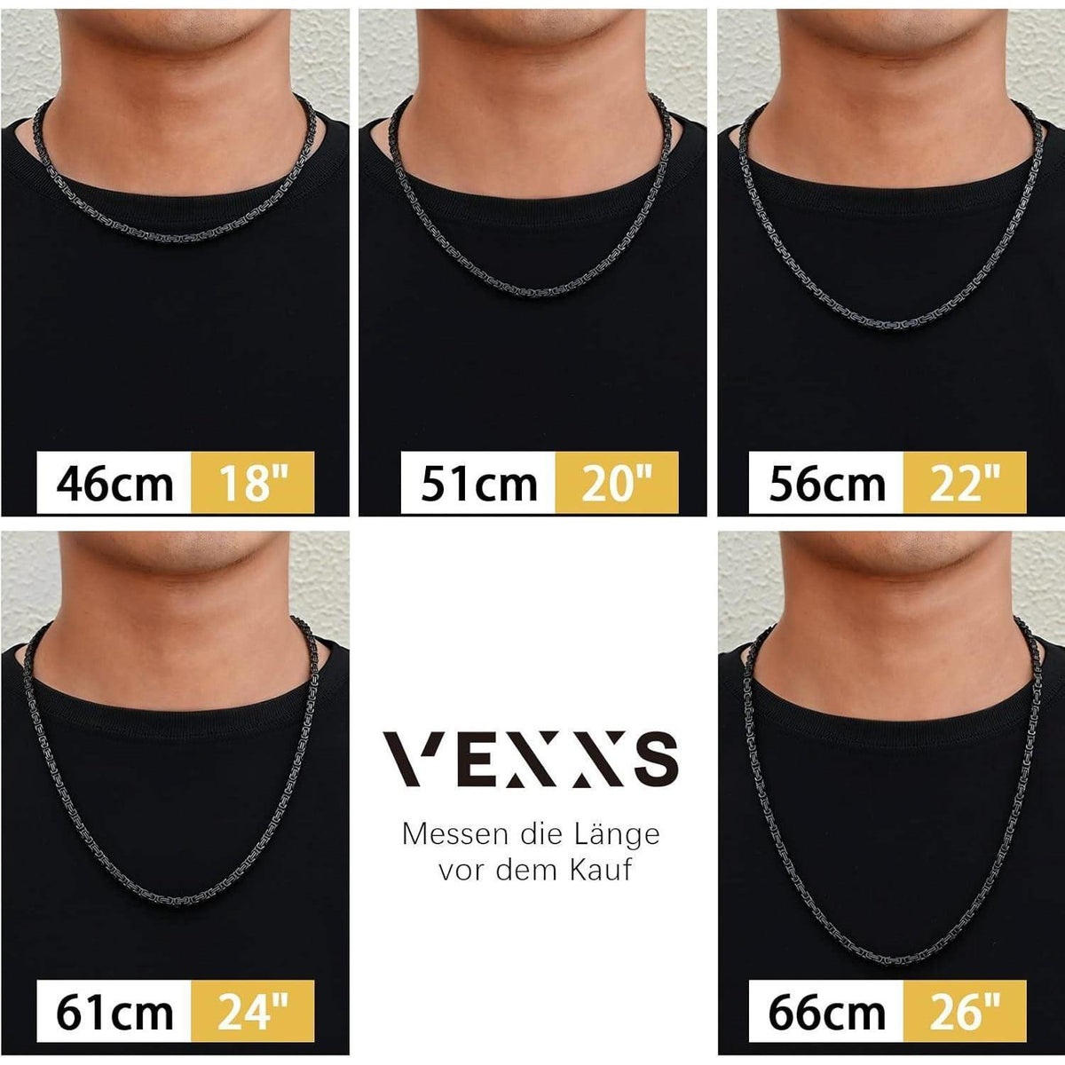 Königskette 4/6mm 18K Gold beschichtet Edelstahl Herren Damen