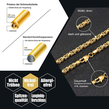 VEXXS Gold beschichtete Königskette aus Edelstahl 4/6mm