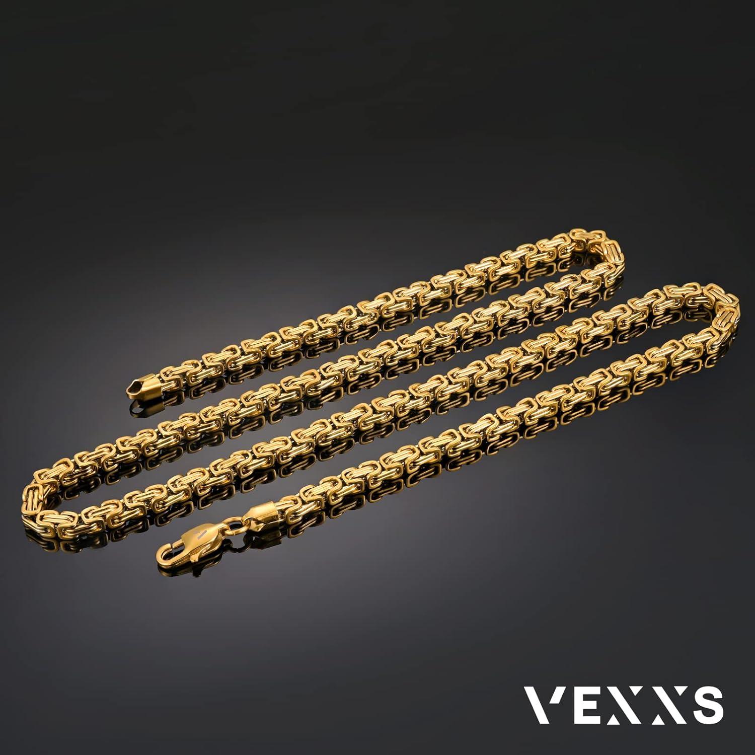 VEXXS Gold Königskette Herren 18K Edelstahl 4/6mm 45-65cm