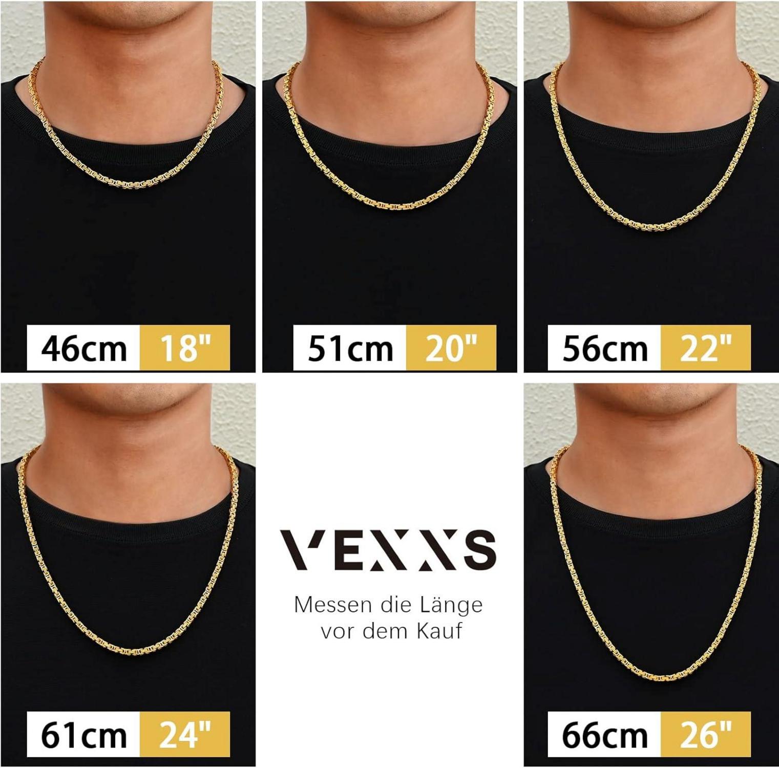 18K Gold Königskette Herren 4/6mm Byzantinische Goldkette 45-65cm