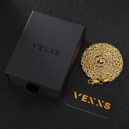 Königskette Edelstahl Herren 18K Gold beschichtet 4/6mm 45-65cm