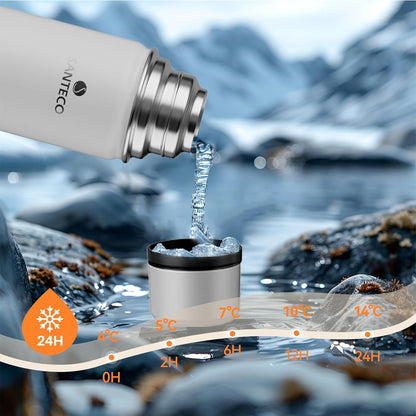 Isolierflasche 1l Edelstahl Thermoskanne BPA-frei 24H Kalt 12H
