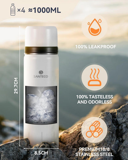 Thermoskanne Edelstahl 1l, 500ml, Auslaufsicher Isolierflasche Trinkbecher