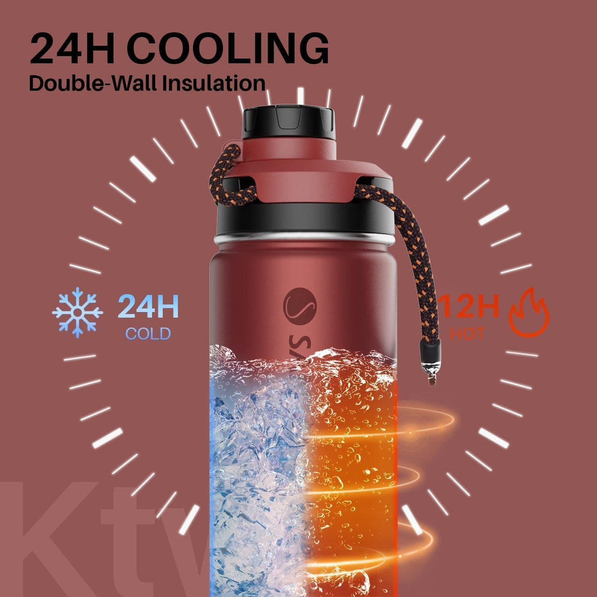 Isolierflasche Edelstahl Auslaufsicher BPA-frei 710ML Rot Ocker