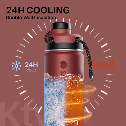 Isolierflasche Edelstahl Auslaufsicher BPA-frei 710ML Rot Ocker
