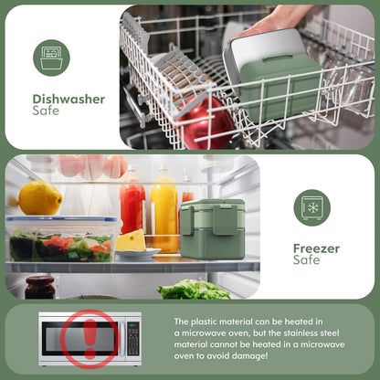 Bento Box Lunchbox Erwachsene Edelstahlfach Auslaufsicher Grün
