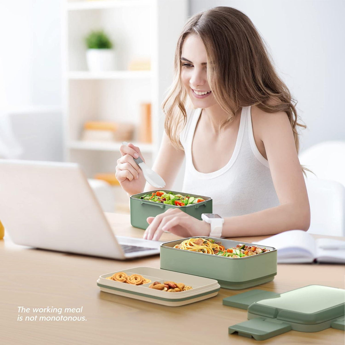 WayEee Bento Box Lunchbox Edelstahlfach Auslaufsicher 1500ml