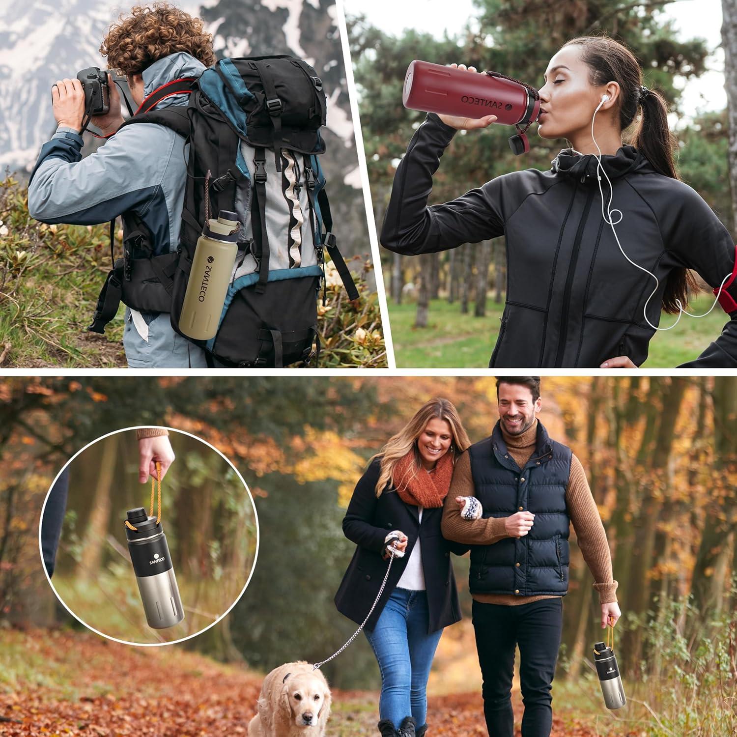Isolierte Edelstahl Trinkflasche für Sport und Outdoor 500ml Ockerrot