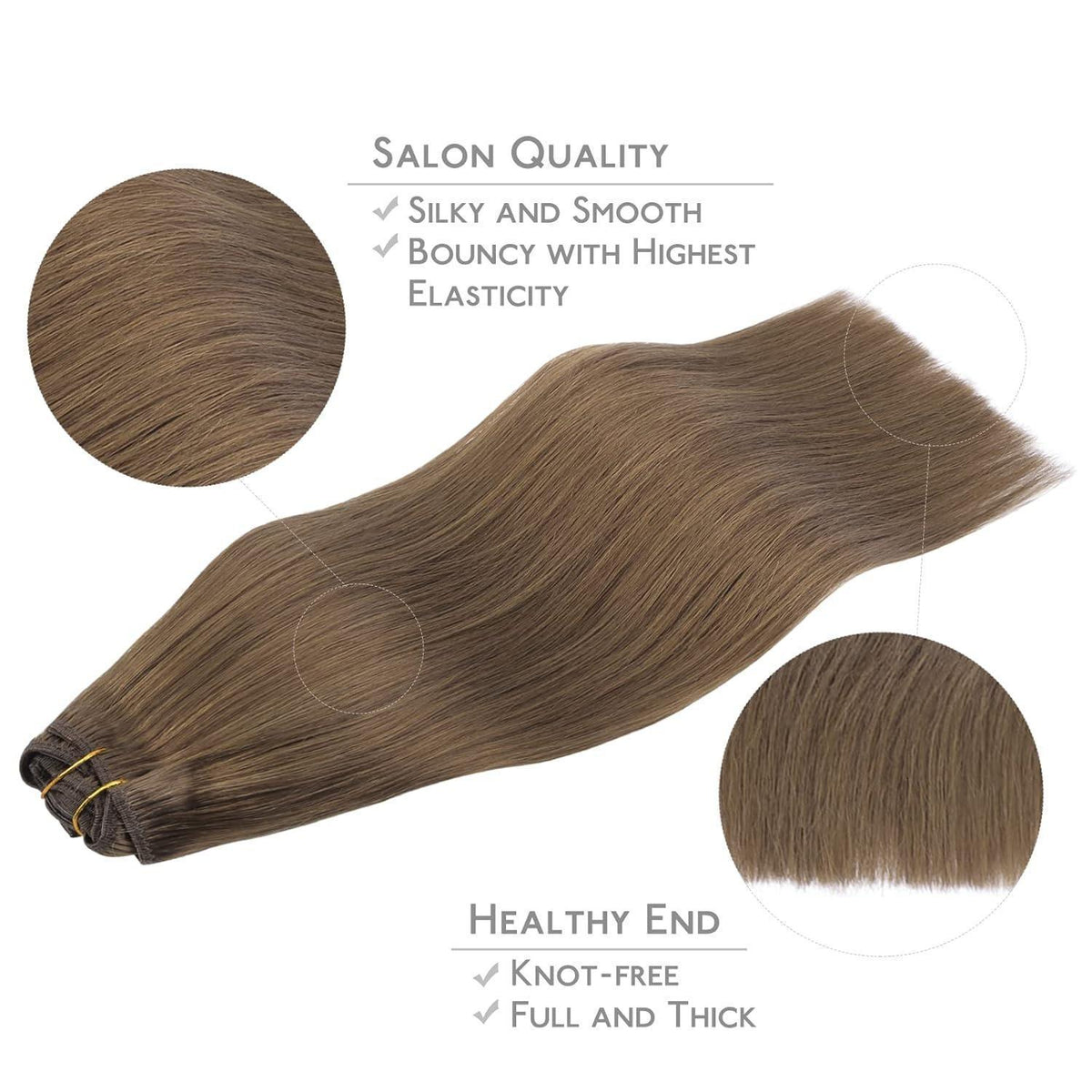 Echthaar Clip-in Extension – Helles Aschbraun, 35cm, 120g