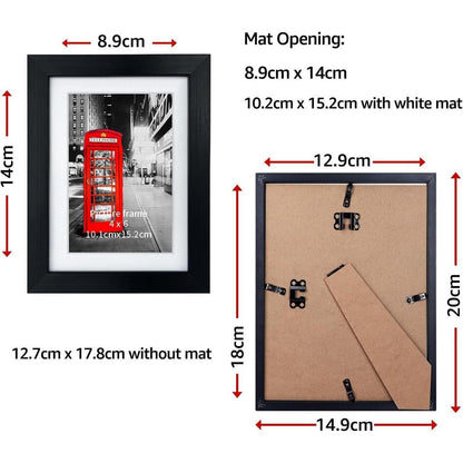 Bilderrahmen 10x15 cm Schwarz 6er-Set für Wand und Tisch