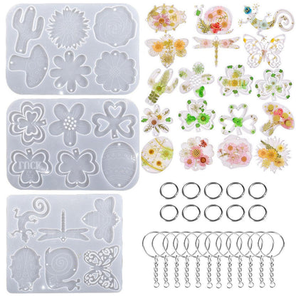Silikonform Epoxidharz Ohrringe & Anhänger Set mit Zubehör