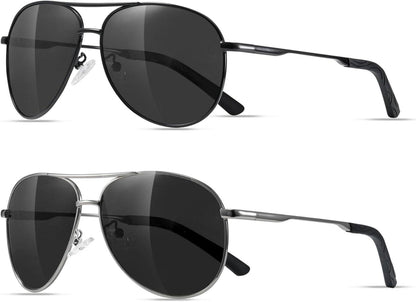 Polarisierte Retro Pilotenbrille Set UV400 Vintage Sonnenbrille 2 Paar