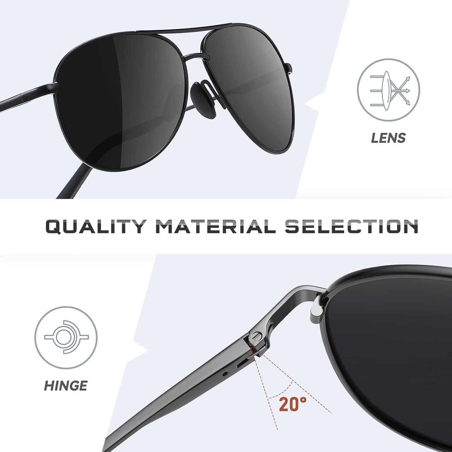 Polarisierte Retro Pilotenbrille Set UV400 Vintage Sonnenbrille 2 Paar