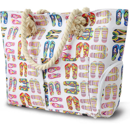 XXL Strandtasche mit Schuhfach und Reißverschluss
