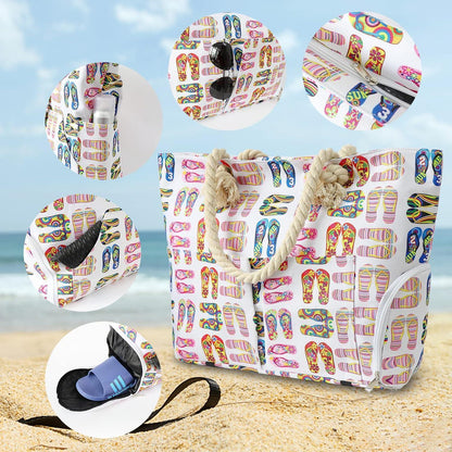 XXL Strandtasche mit Schuhfach und Reißverschluss