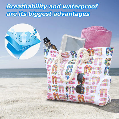 XXL Strandtasche mit Schuhfach und Reißverschluss