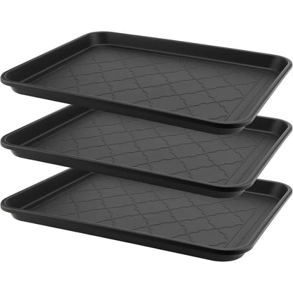 ZEONHEI 3er Set Schuhabtropfschalen 42x32 cm Schwarz