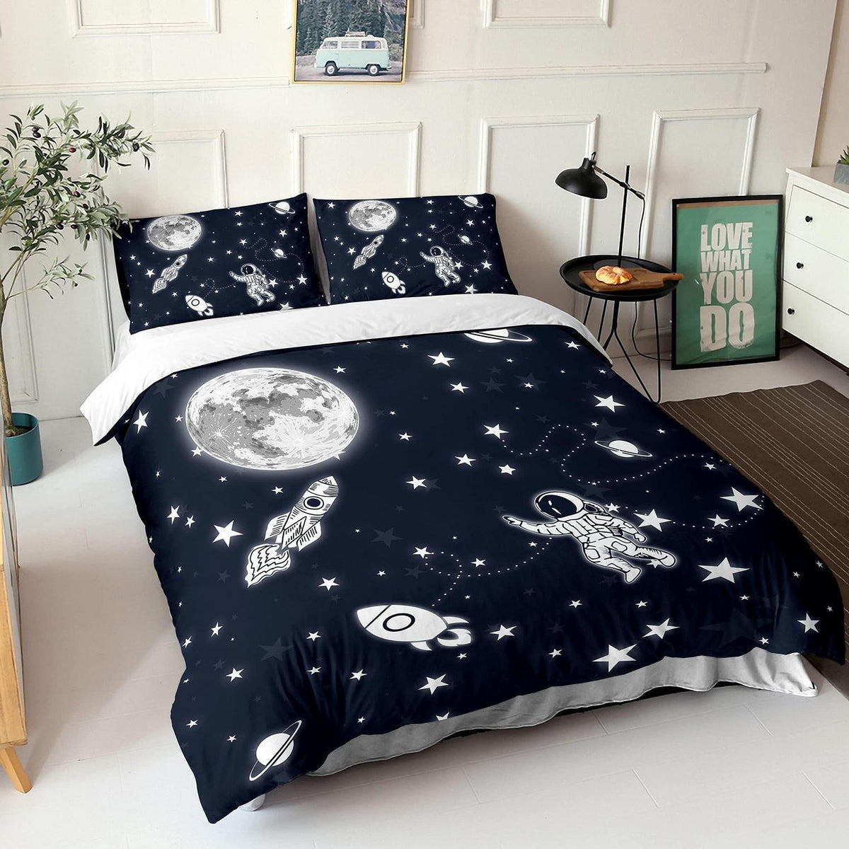 Weltraum Astronauten Bettwäsche Set für Kinder 200x200cm