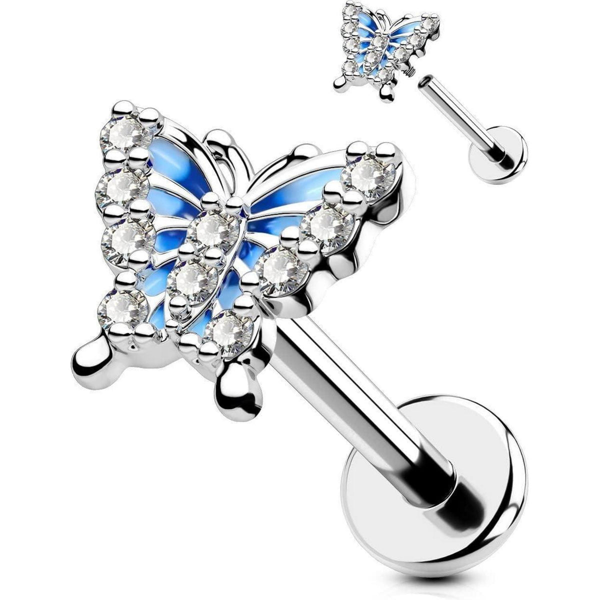 Chirurgenstahl Helix Piercing Schmetterling mit Zirkonia 16g-8mm