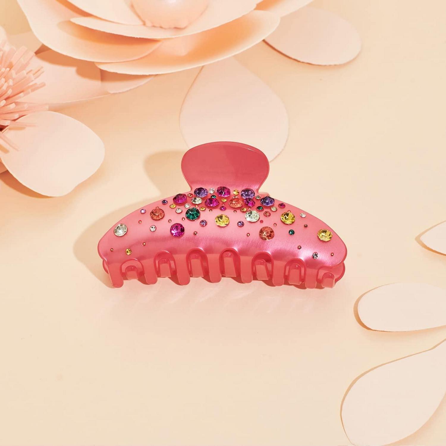Pinkfarbene Acryl-Haarspangen mit Kirschen-Design für Damen