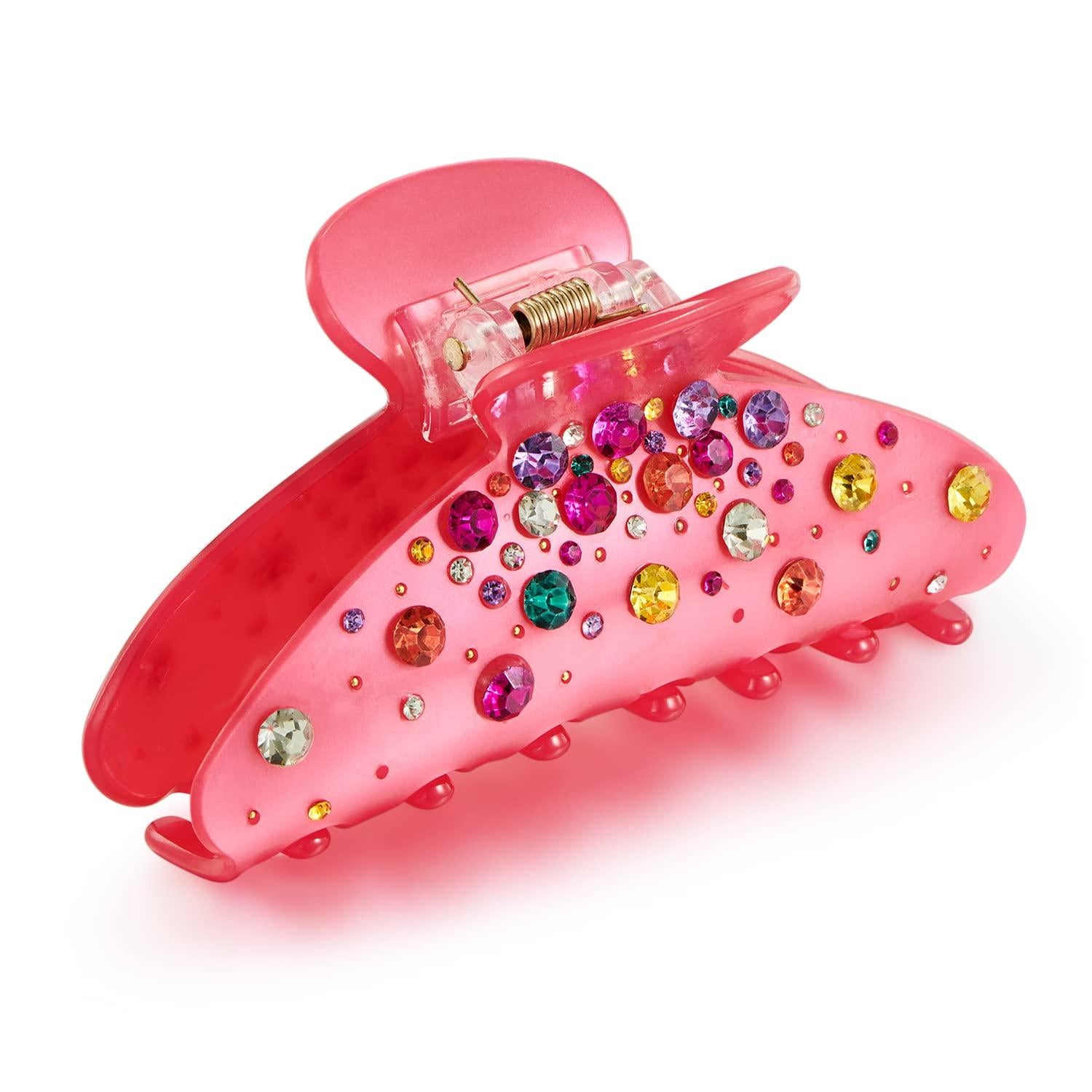 Pinkfarbene Acryl-Haarspangen für Damen, mittlere Größe, rutschfeste