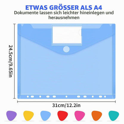 Registermappe A4, 14er Set, 7 Farben – Abheftbare Dokumententaschen