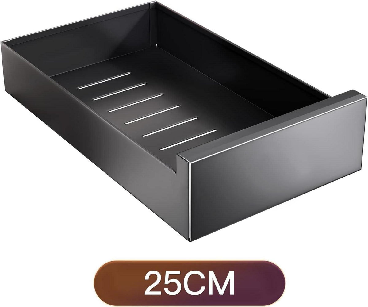 Ausziehbare Teleskopschublade für Küchenschränke 25x43x9cm Schwarz