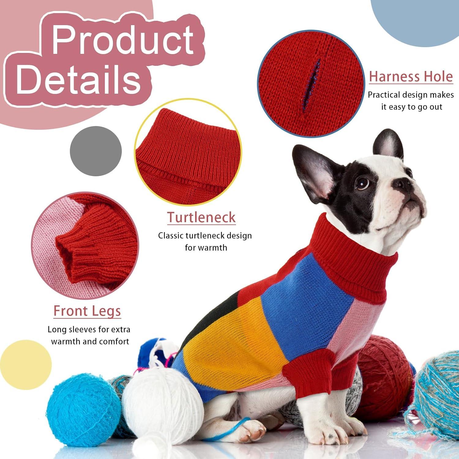 Hjumarayan Hundepullover Rollkragen Farbblockierung Warm Größe XL Rot