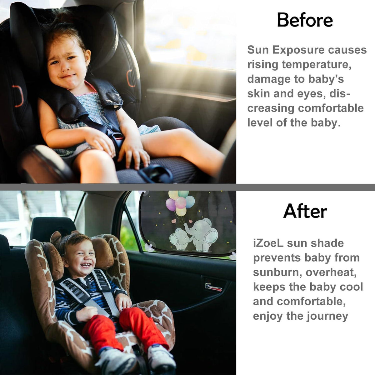 Auto Sonnenschutz Kinder Baby UV Schutz Sonnenblende 2er Pack