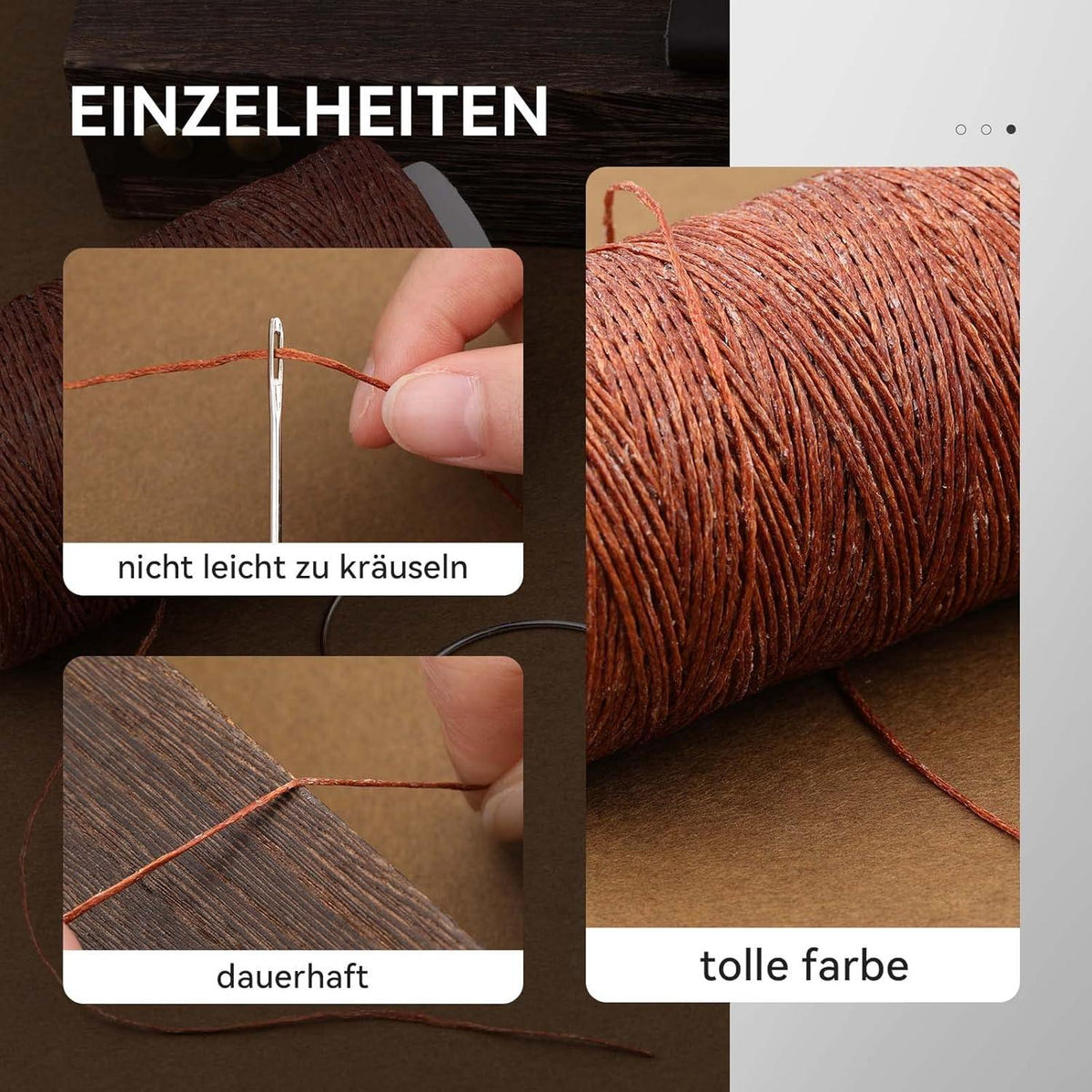 Namner Leder Faden Set mit Nähnadeln, Kaffeebraun 150m