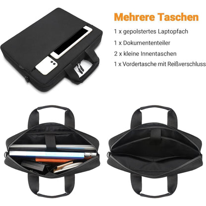 Laptoptasche 14 Zoll wasserdicht mit Schultergurt und Gepäckgurt
