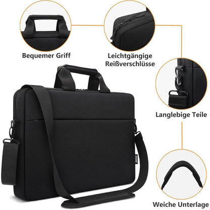 Laptoptasche 14 Zoll wasserdicht mit Schultergurt und Gepäckgurt