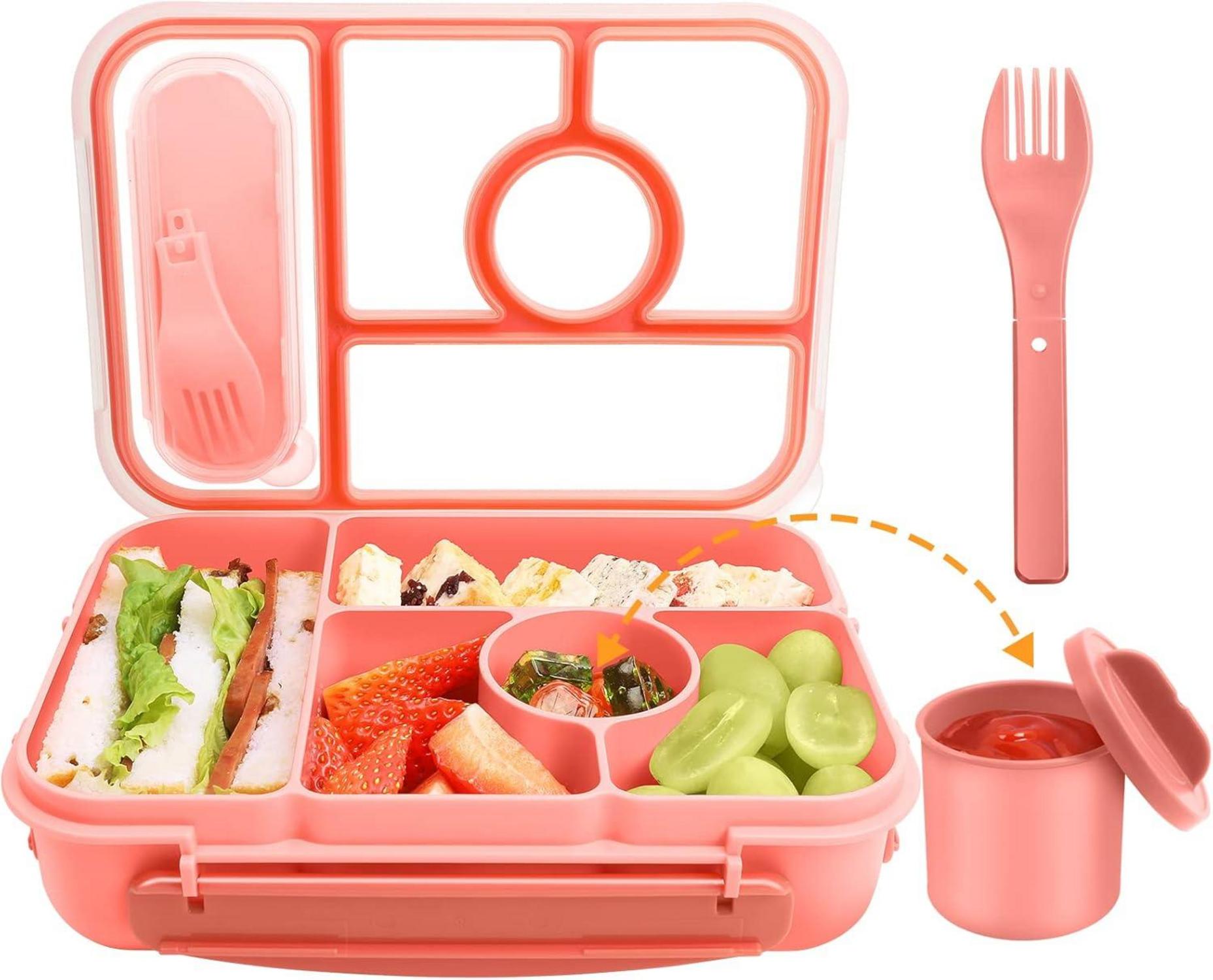 Brotdose mit Fächern und Saucenbehältern, 5-Fächer Lunchbox 1300ML
