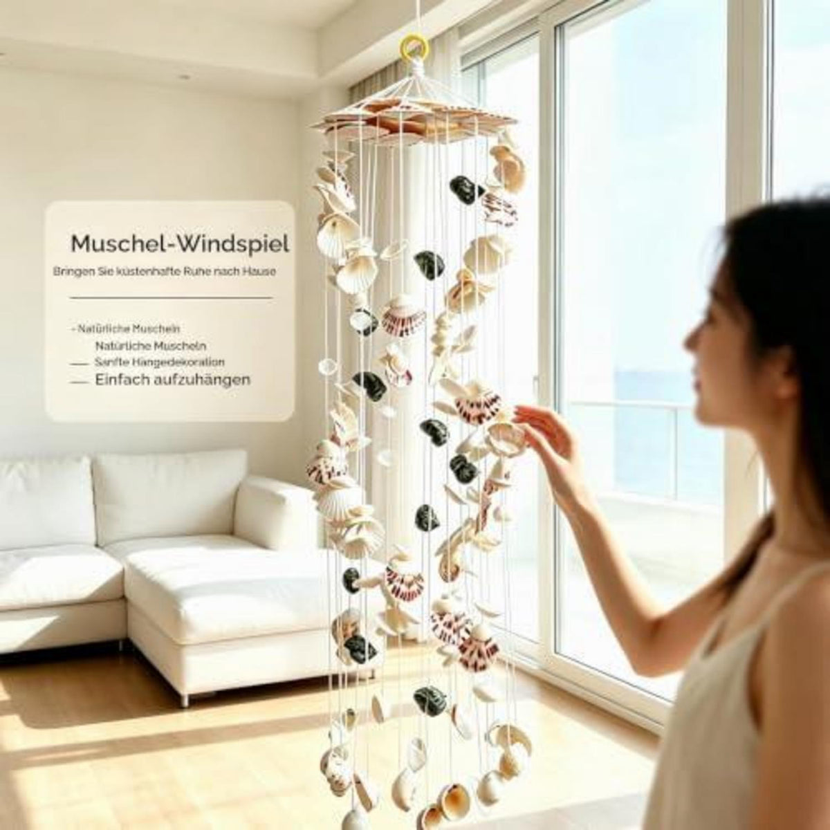 Handgefertigtes Muschel-Windspiel – Dekoration für Balkon & Garten