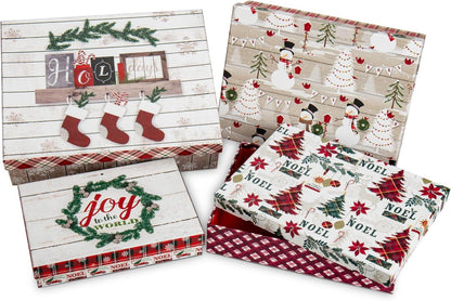 Weihnachtsgeschenkbox Aufbewahrungsbox mit Deckel 4er Set Multicolor