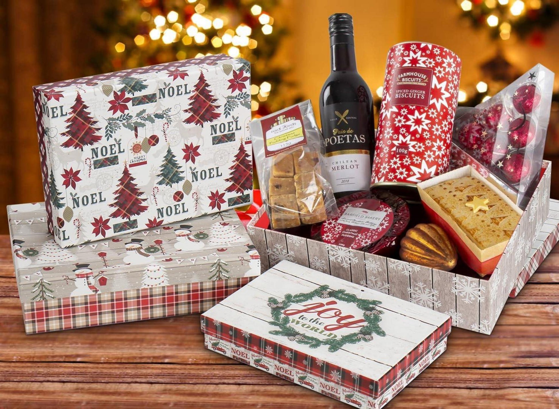 Weihnachtsgeschenkbox Aufbewahrungsbox mit Deckel 4er Set Multicolor