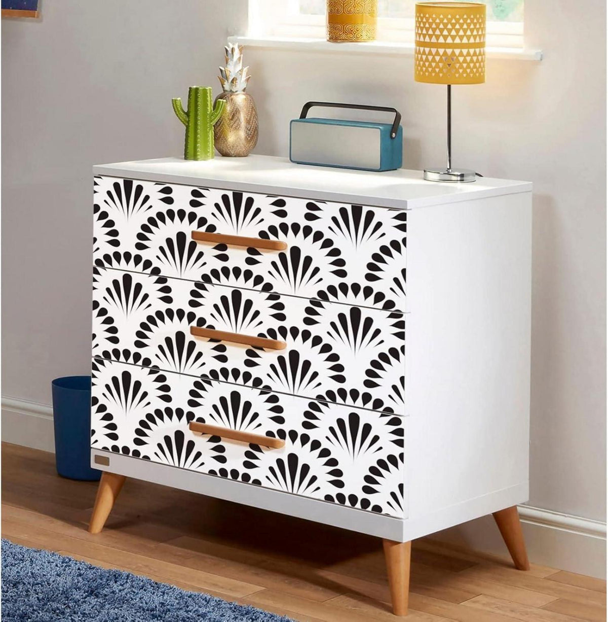 Selbstklebende Geometrische Schwarze Tapete Wasserdicht 44.5x500cm