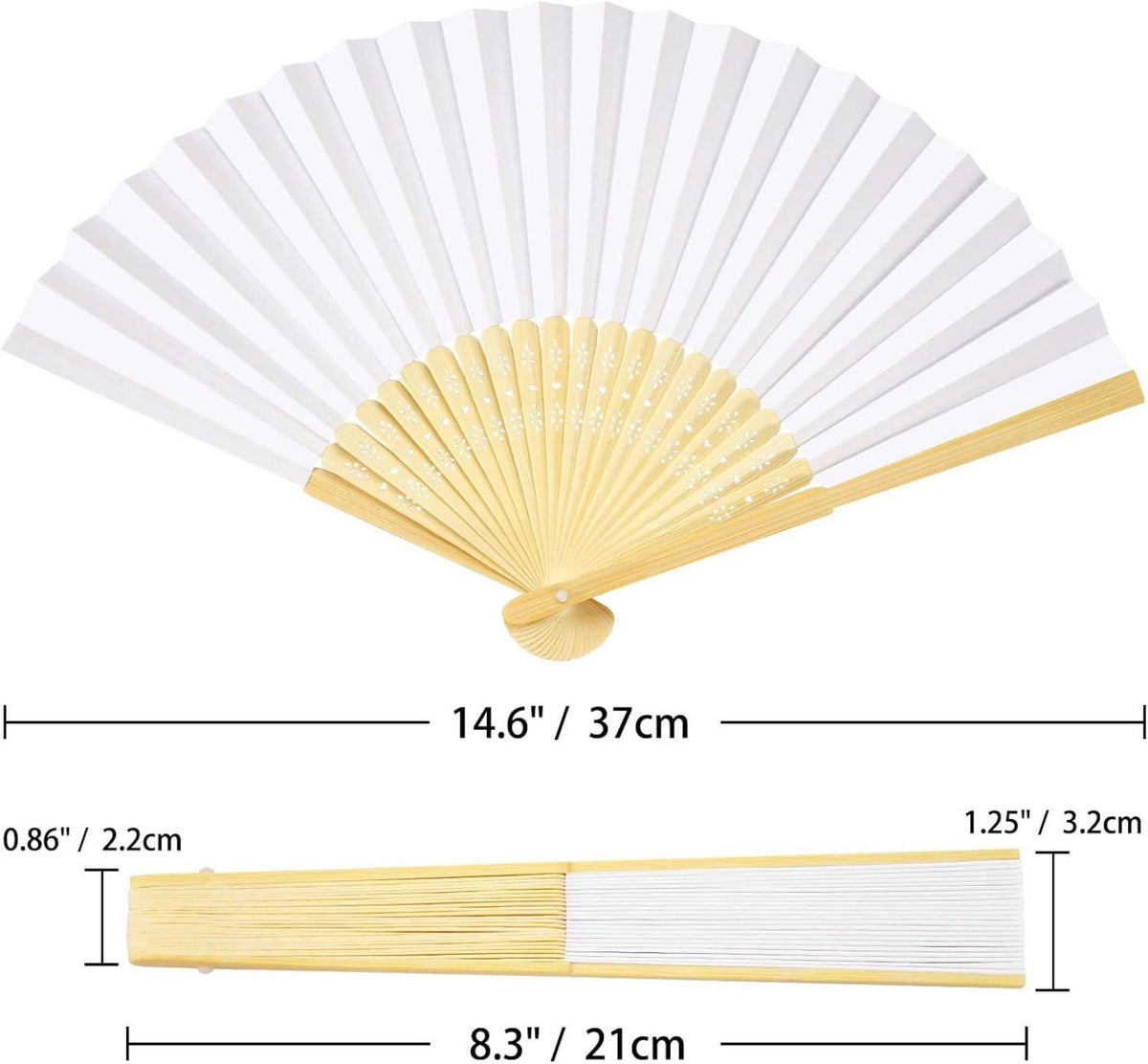 ZOOI 12er Pack Handfächer Weiß Hochzeit Deko DIY Sommer
