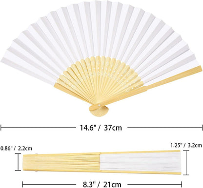 ZOOI 12er Pack Handfächer Weiß Hochzeit Deko DIY Sommer