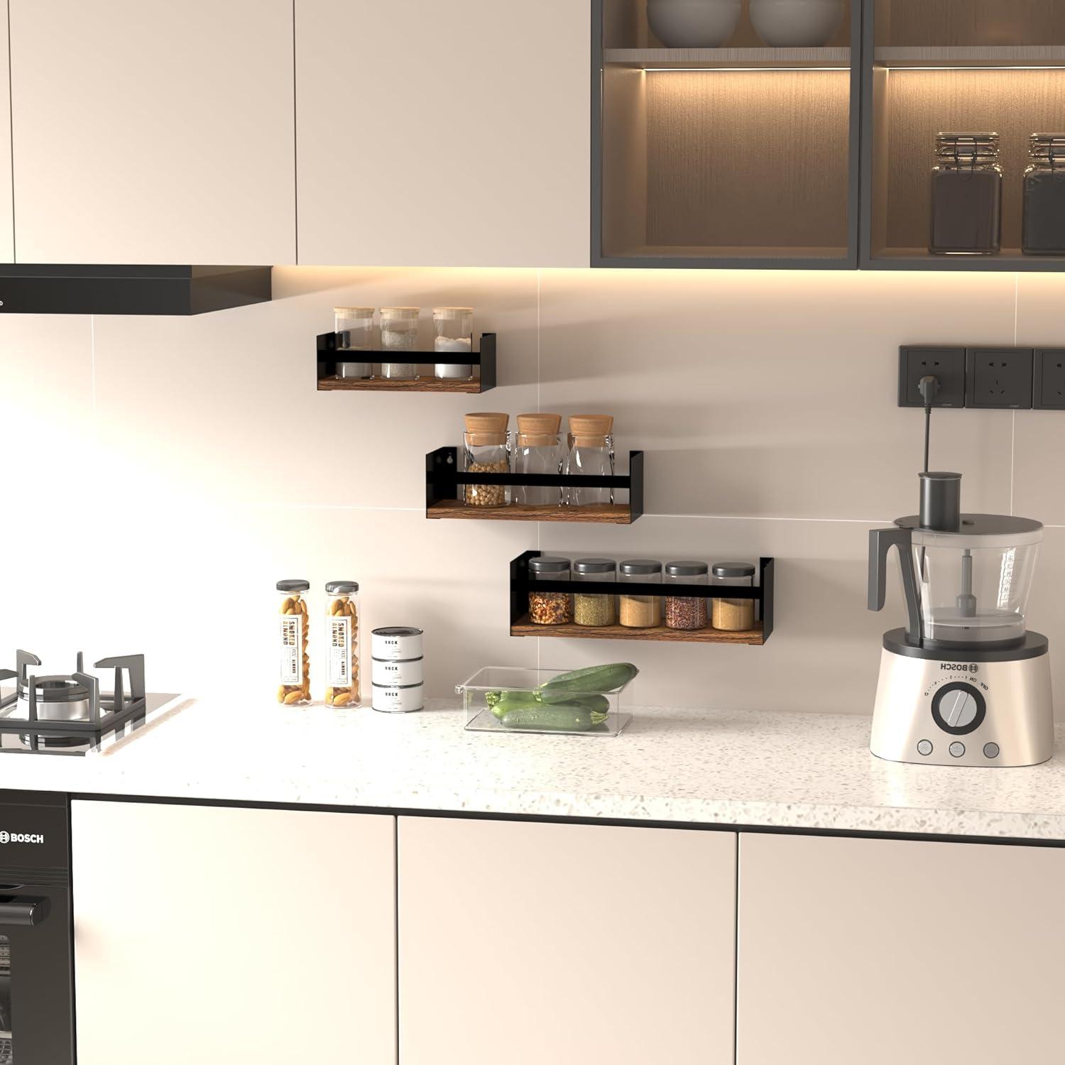 Moderne Schwarz 3er Set Wandregal 40cm - Stilvolle Robuste