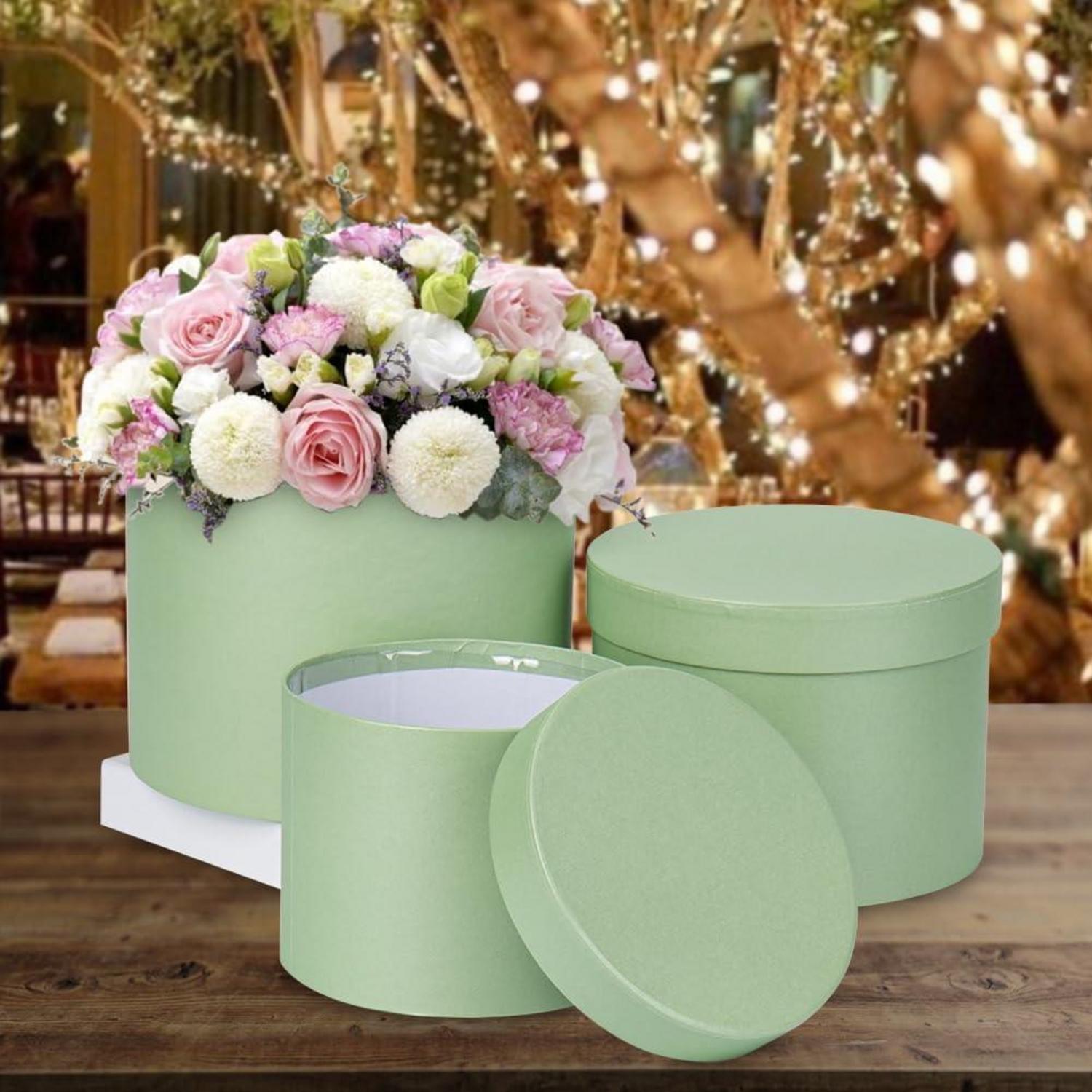 3er Set Geschenkbox Blumenbox Aufbewahrungsbox Ø15/17/20cm