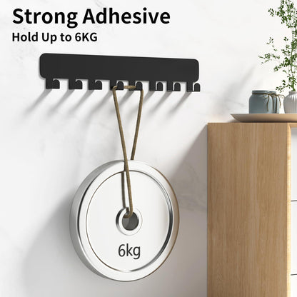 Pickpiff Schlüsselbrett mit 8 Haken für die Wand, Schwarz